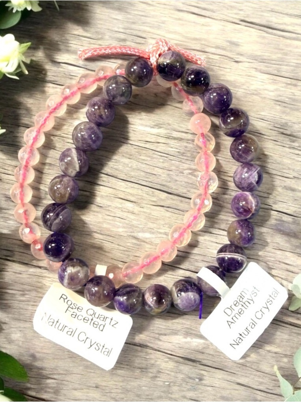Pink & Purple “Emotional Recovery” Crystal Beaded Bracelet Duo